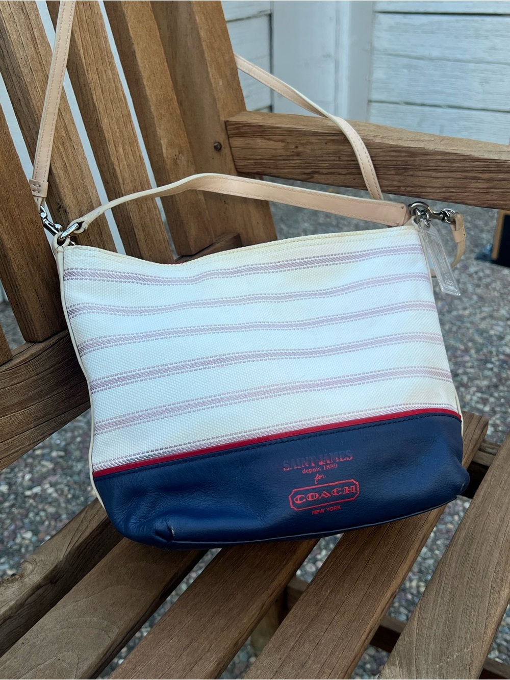Coach x Saint James Legacy striped mini bucket bag